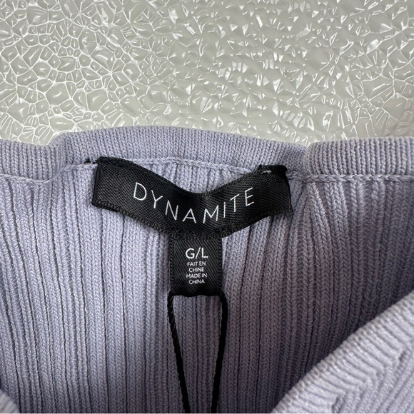 Ribbed Knit Cropped Tank Top Size L Dynamite | ’90s Minimalist City Chic Stretch - Picture 5 of 11